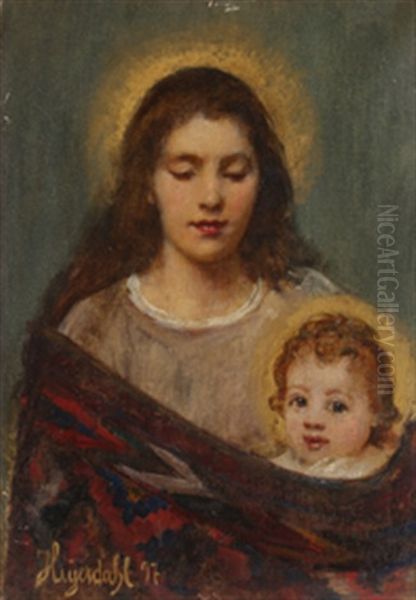 Madonna Med Jesusbarnet Oil Painting by Hans Olaf Heyerdahl