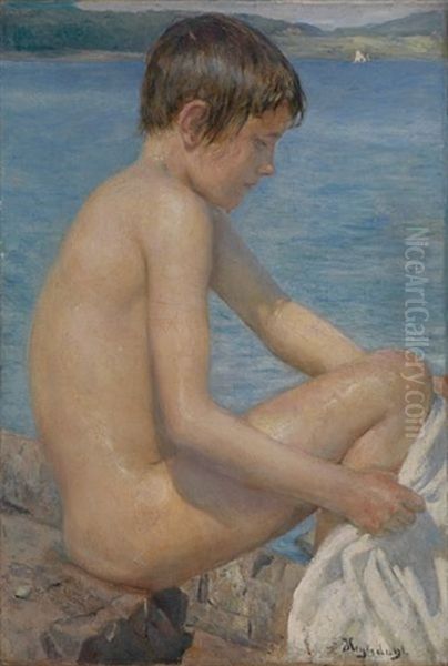 Etter Badet Oil Painting by Hans Olaf Heyerdahl