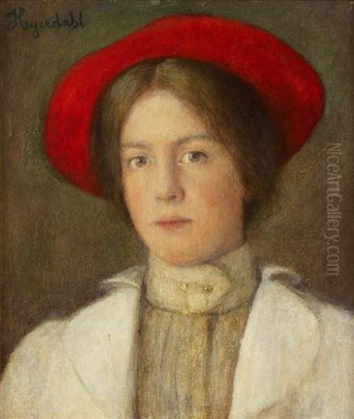 Portrait Of The Artist's Daughter Sigrid Oil Painting by Hans Olaf Heyerdahl