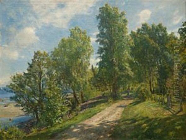 Birketraer Og Vei, Aasgaardstrand Oil Painting by Hans Olaf Heyerdahl