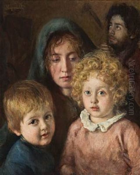 En Familie Oil Painting by Hans Olaf Heyerdahl