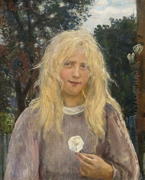 The Girl With Linen Hair Oil Painting by Hans Olaf Heyerdahl