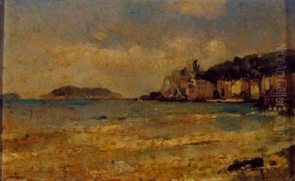 Along A Mediterranean Coastline Oil Painting by Hans Olaf Heyerdahl