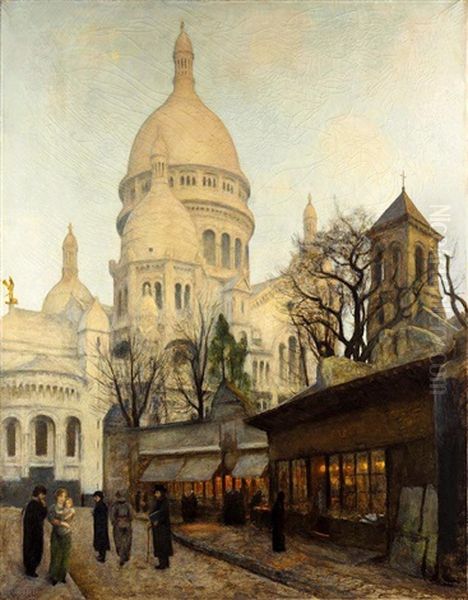 Sacre-coeur, Montmartre, Paris Oil Painting by Hans Olaf Heyerdahl