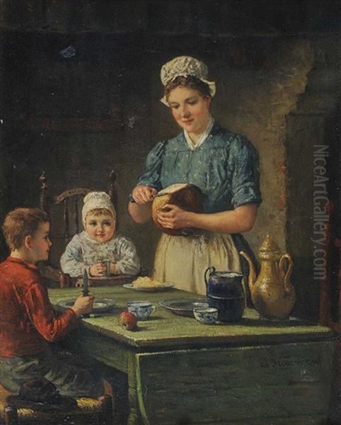 Dinner Time Oil Painting by Jean Arnould Heyermans