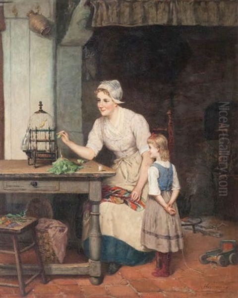 Les Petits Favoris De Maman Oil Painting by Jean Arnould Heyermans