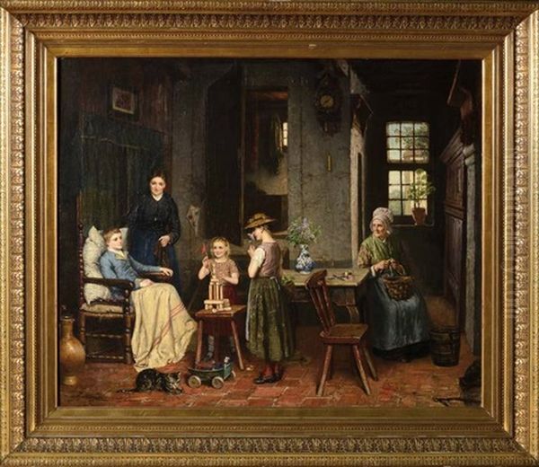 Famille Dans Un Interieur Oil Painting by Jean Arnould Heyermans