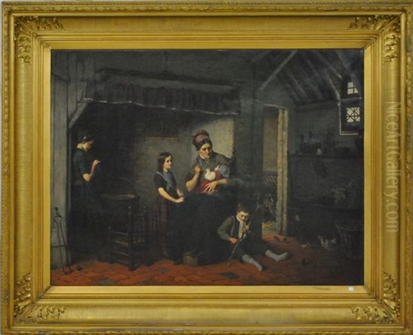 Scene D'interieur Familiale Oil Painting by Jean Arnould Heyermans