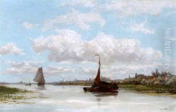 River Amstel, Amsterdam Oil Painting by Marius Heyl