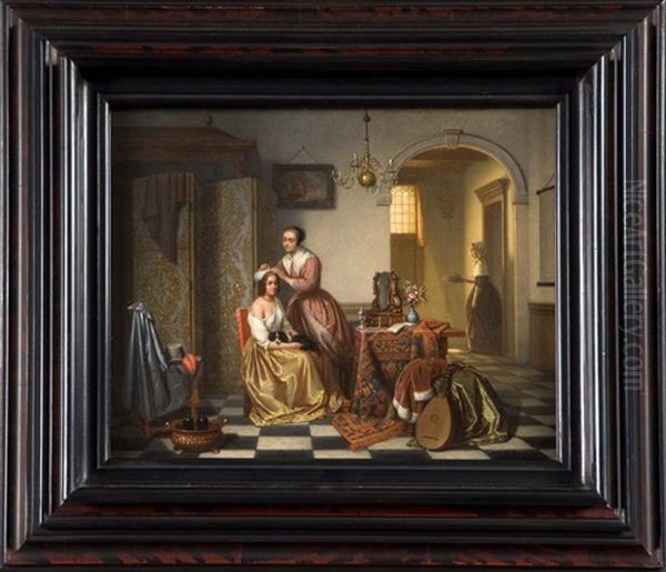 L'heure De La Toilette Oil Painting by Gustaaf Antoon Francois Heyligers