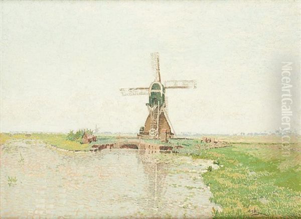 Reflexion Du Moulin Oil Painting by Adrien Joseph Heymans