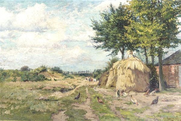 Ferme Dans Un Paysage Estival Oil Painting by Adriaan Josef Heymans