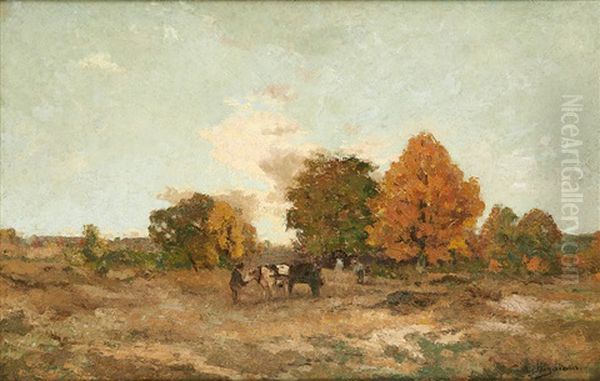 Chariot Attele Dans Un Paysage Oil Painting by Adriaan Josef Heymans