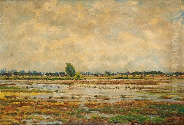 Campagne Ensoleillee Oil Painting by Adriaan Josef Heymans