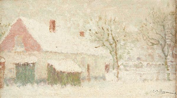 Ferme Sous La Neige Oil Painting by Adriaan Josef Heymans