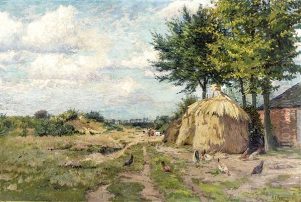 Paysage Estival Avec Ferme Oil Painting by Adriaan Josef Heymans