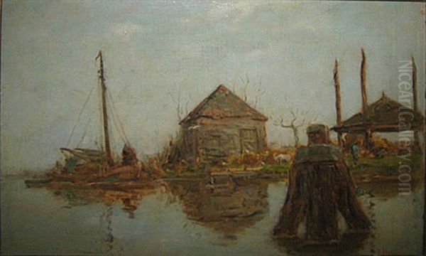 Hoeves Aan Het Water Oil Painting by Adriaan Josef Heymans