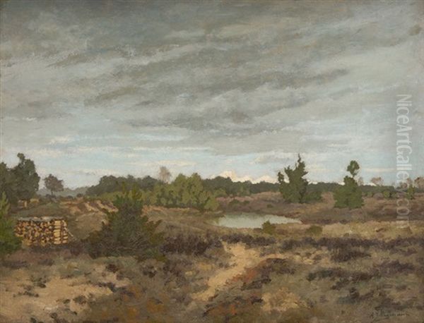 Stere De Bois Sur Fond De Paysage Oil Painting by Adriaan Josef Heymans