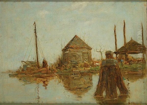 Hoeves Aan Het Water Oil Painting by Adriaan Josef Heymans