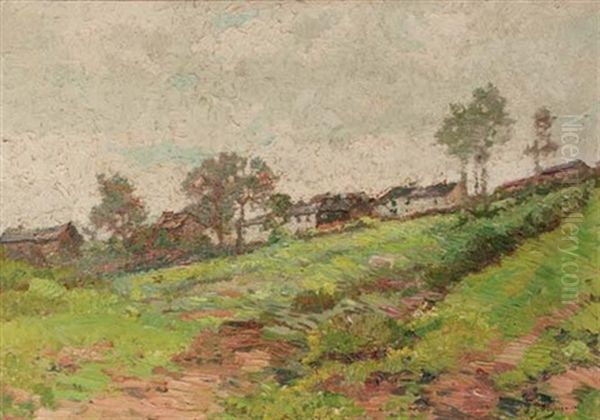 A Green Slope Oil Painting by Adriaan Josef Heymans