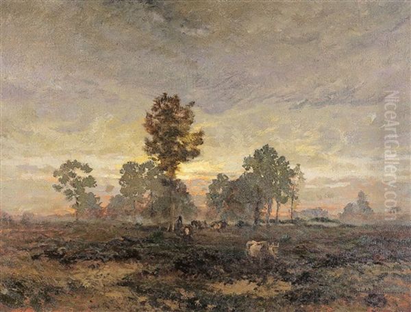 Crepuscule - Zonsondergang Oil Painting by Adriaan Josef Heymans