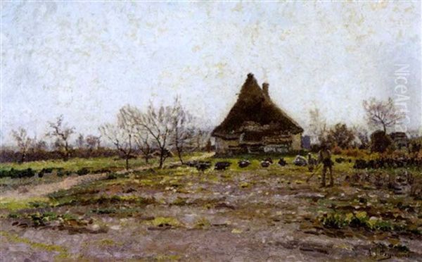 Veldwerk (omgeving Van Wechelderzande) Oil Painting by Adriaan Josef Heymans