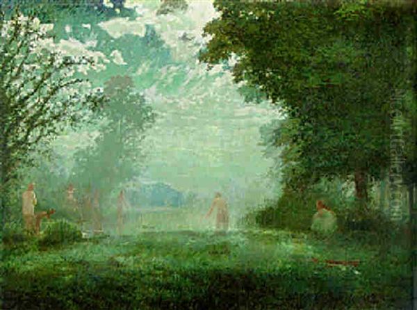 Bain Du Parc La Nuit Oil Painting by Adriaan Josef Heymans