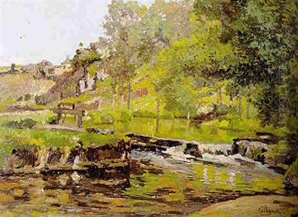 Rivierlandschap In De Ardennen Oil Painting by Adriaan Josef Heymans