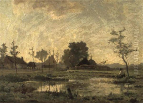 Aan De Rand Van Het Dorp Oil Painting by Adriaan Josef Heymans