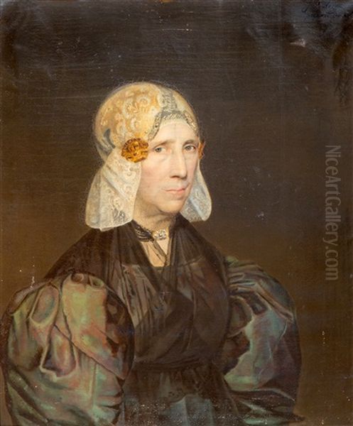 Lady In Traditional North-dutch Costume Oil Painting by Jan Hendrik Heymans