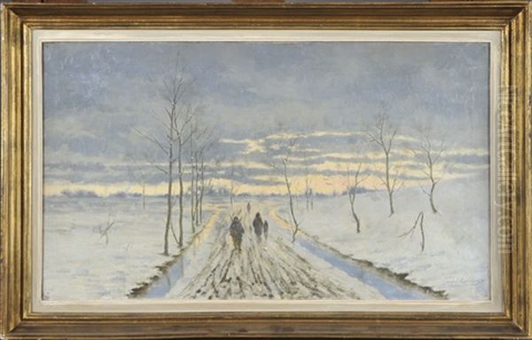 Chemin Enneige Oil Painting by Jozef Heymans