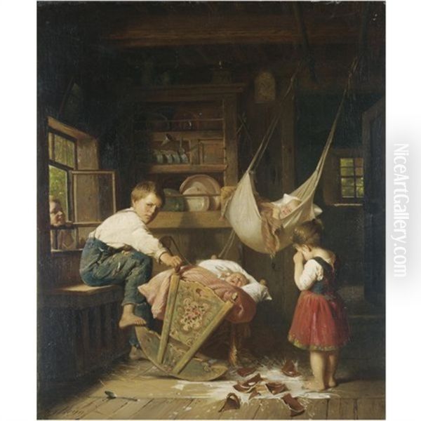 Crying Over Spilt Milk Oil Painting by August Heyn