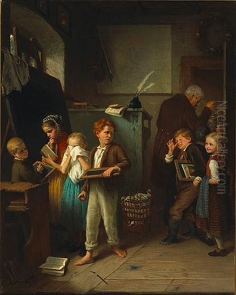 Trouble In The Classroom Oil Painting by August Heyn