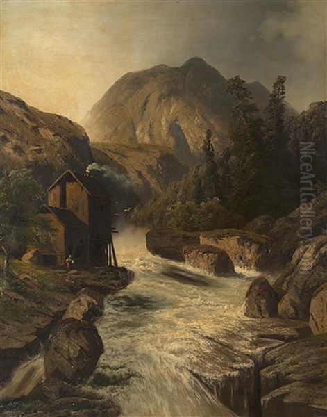 Paysage Des Alpes Oil Painting by Heinrich Eduard Heyn