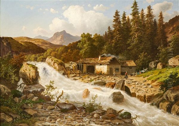 Kandersteg In Der Schweiz Oil Painting by Heinrich Eduard Heyn