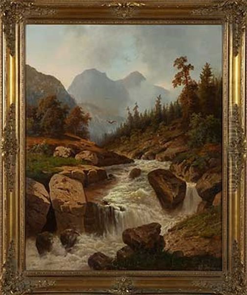 Sonniger Herbsttag In Den Alpen Oil Painting by Heinrich Eduard Heyn