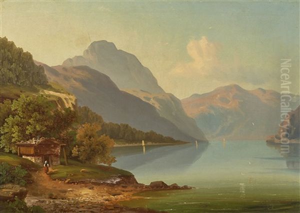 Gebirgssee Oil Painting by Karl Heyn