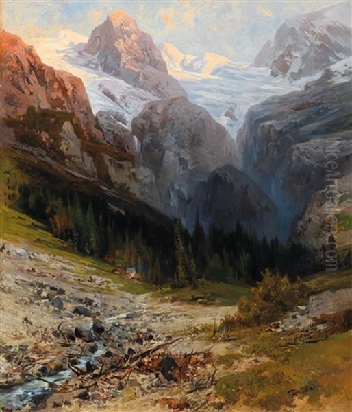 At The Heilige Drei Brunnen, Tyrol Oil Painting by Karl Heyn