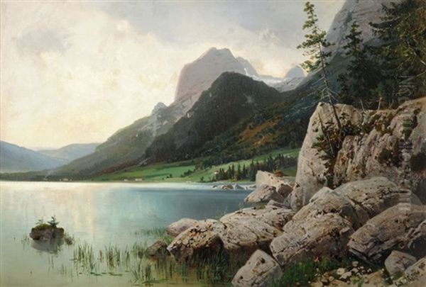 Muhlsturzhorn Am Hintersee Oil Painting by Karl Heyn