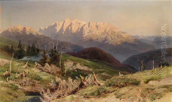 Weite Gebirgslandschaft, Blick Auf Den Zahmen Kaiser ? Oil Painting by Karl Heyn