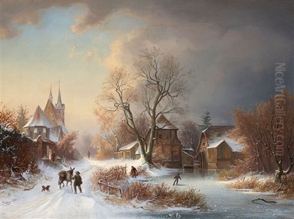 Winter Landscape Oil Painting by Karl Heyn