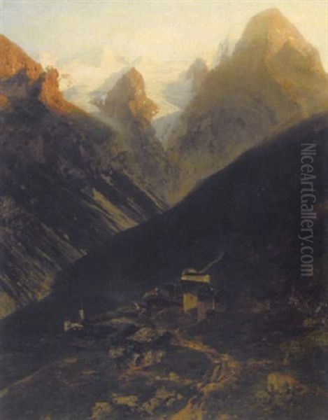 Dorf Im Hochgebirge Oil Painting by Karl Heyn