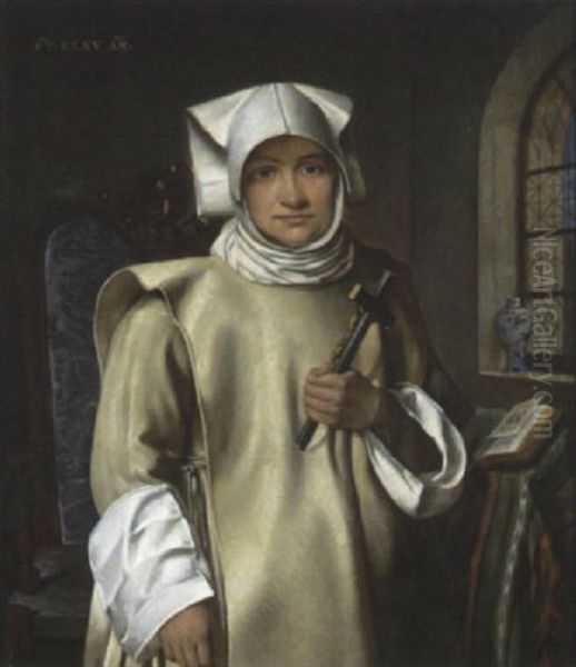 Nonne Mit Kreuz Oil Painting by Felix Jan Ferdinand Heyndrickx