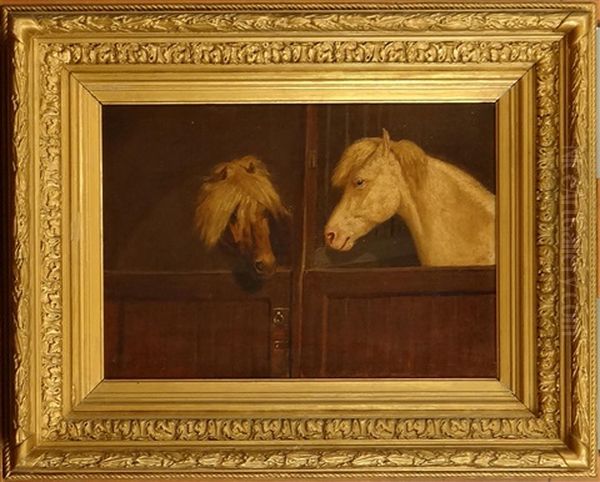 Chevaux Au Box Oil Painting by Louis Robert Heyrault