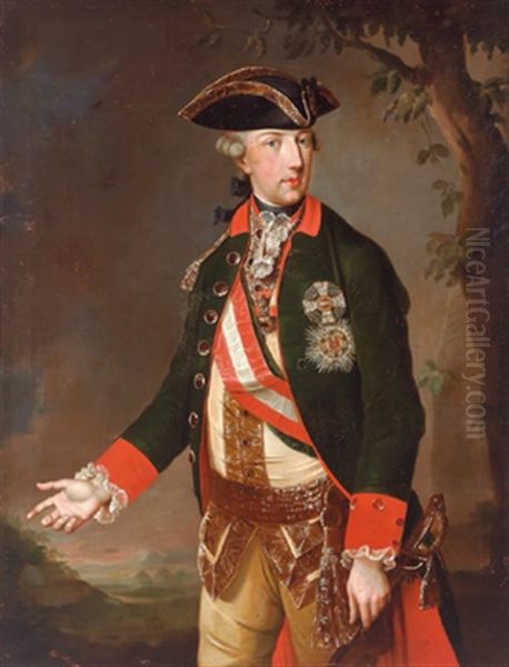 Bildnis Kaiser Josef Ii. In Einer Landschaft Oil Painting by Joseph Hickel