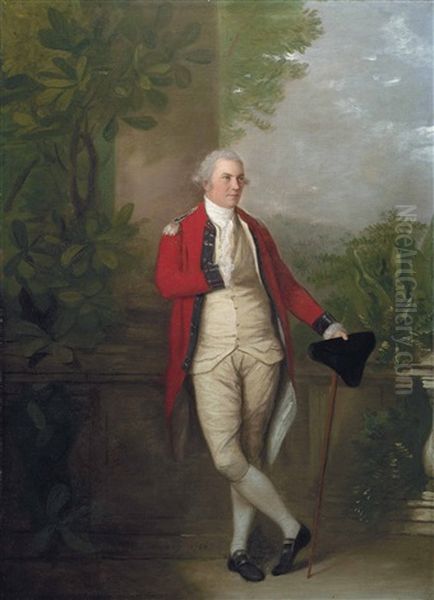 Portrait Of Major John Osborne (d. 1821), Full-length, Before A Classical Column, A Landscape Beyond Oil Painting by Thomas Hickey