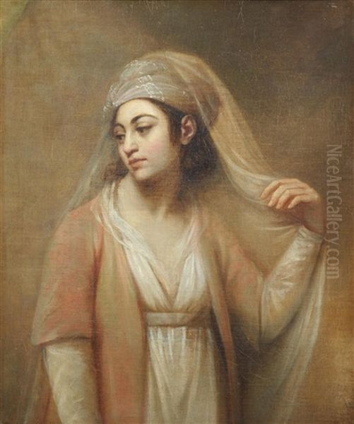 Portrait Of A Lady With A Veil Oil Painting by Thomas Hickey