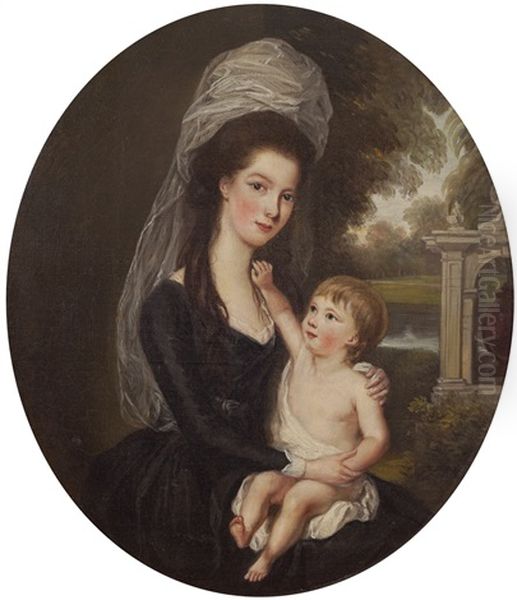 Portrait Of A Mother And Child Oil Painting by Thomas Hickey