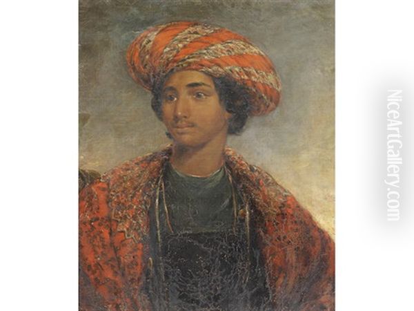 Portrait Of An Indian Gentleman, Half-length, In A Turban Oil Painting by Thomas Hickey