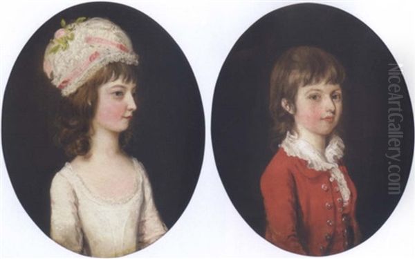 Portrait Of A Young Boy (+ Portrait Of A Young Girl; Pair) Oil Painting by Thomas Hickey